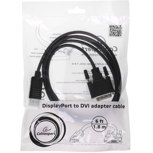 Купить Кабель однонаправленный Cablexpert DisplayPort - DVI-D, 1.8 м  1370013. Характеристики, отзывы и цены в Донецке