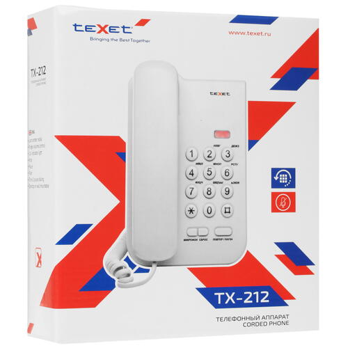 Купить Телефон проводной TeXet ТХ-212  0154846. Характеристики, отзывы и цены в Донецке