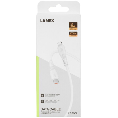 Купить Кабель круглый LANEX Lightning 8-pin - USB Type-C белый 1 м  9280464. Характеристики, отзывы и цены в Донецке