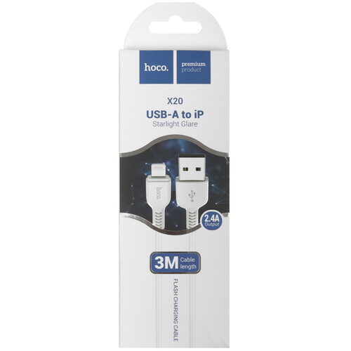 Купить Кабель круглый Hoco Lightning 8-pin - USB 2.0 Type-A белый 3 м  5475064. Характеристики, отзывы и цены в Донецке