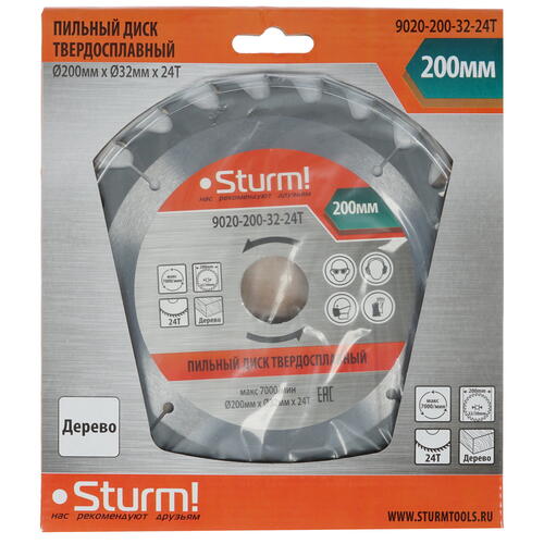 Купить Диск пильный Sturm! 9020-200x32x24T  1287308. Характеристики, отзывы и цены в Донецке