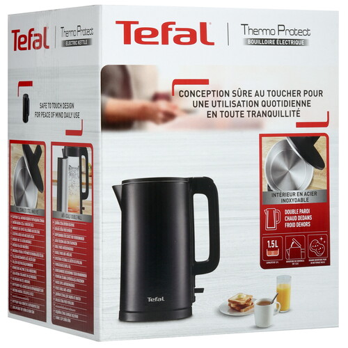 Купить Электрочайник Tefal KO1408E0 DOUBLE WALL черный  5606088. Характеристики, отзывы и цены в Донецке