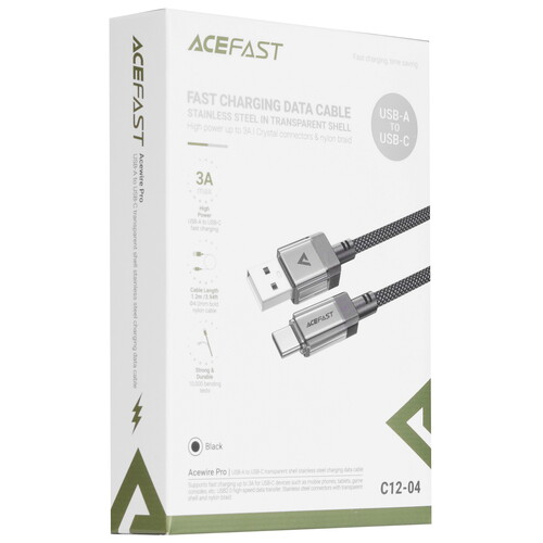 Купить Кабель круглый ACEFAST USB Type-C - USB 2.0 Type-A черный 1.2 м  9258670. Характеристики, отзывы и цены в Донецке