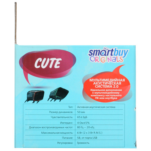 Купить Колонки Smartbuy CUTE черный  4723454. Характеристики, отзывы и цены в Донецке