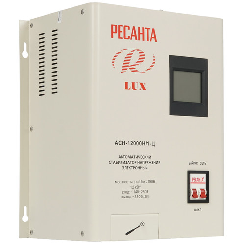 Купить Стабилизатор напряжения Ресанта АСН-12000Н/1-Ц Lux  1026067. Характеристики, отзывы и цены в Донецке