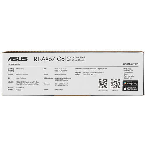 Купить Wi-Fi роутер ASUS RT-AX57 Go  5449599. Характеристики, отзывы и цены в Донецке