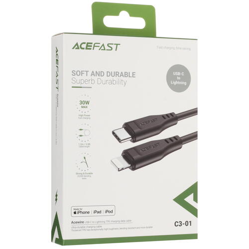 Купить Кабель круглый ACEFAST Lightning 8-pin MFI - USB Type-C черный 1.2 м  5415332. Характеристики, отзывы и цены в Донецке