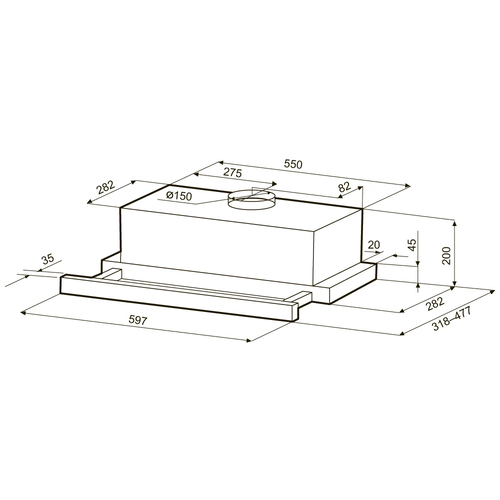 Купить Вытяжка телескопическая KRONA KAMILLA T SENSOR MAX 600 серебристый/черный  9221198. Характеристики, отзывы и цены в Донецке