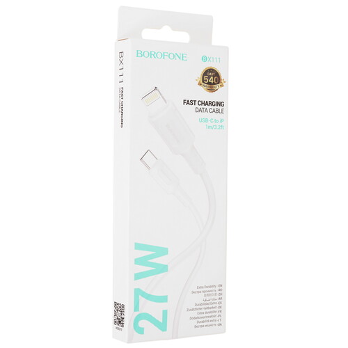 Купить Кабель круглый Borofone Lightning 8-pin - USB Type-C белый 1 м  9244439. Характеристики, отзывы и цены в Донецке