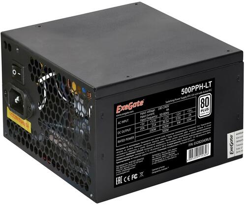 Купить Блок питания ExeGate 80+ 500PPH-LT-S [EX282040RUS-S] черный  5354910. Характеристики, отзывы и цены в Донецке