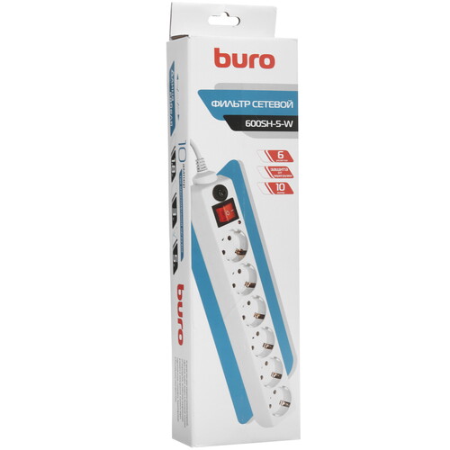 Купить Сетевой фильтр Buro 600SH-5-W белый  8130994. Характеристики, отзывы и цены в Донецке