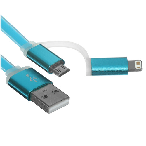 Купить Кабель плоский Cablexpert Lightning 8-pin, micro USB - USB 2.0 Type-A голубой 1 м  5485490. Характеристики, отзывы и цены в Донецке