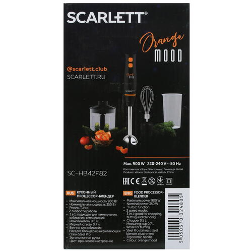 Купить Блендер погружной Scarlett SC-HB42F82 черный  5349150. Характеристики, отзывы и цены в Донецке