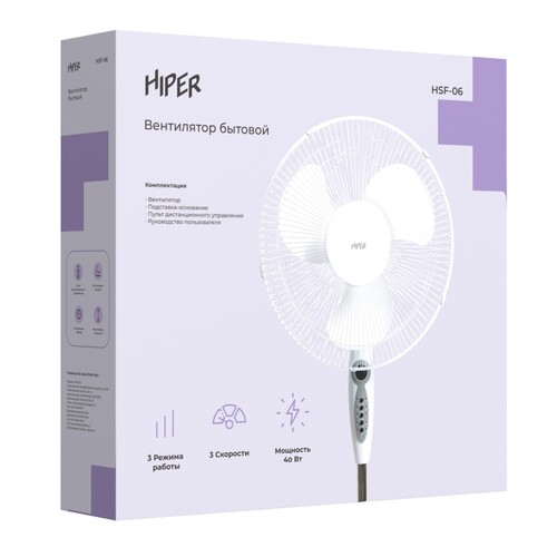Купить Вентилятор HIPER HSF-06  белый  5499842. Характеристики, отзывы и цены в Донецке