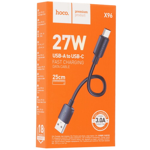 Купить Кабель круглый Hoco USB Type-C - USB 2.0 Type-A черный 0.25 м  9244499. Характеристики, отзывы и цены в Донецке