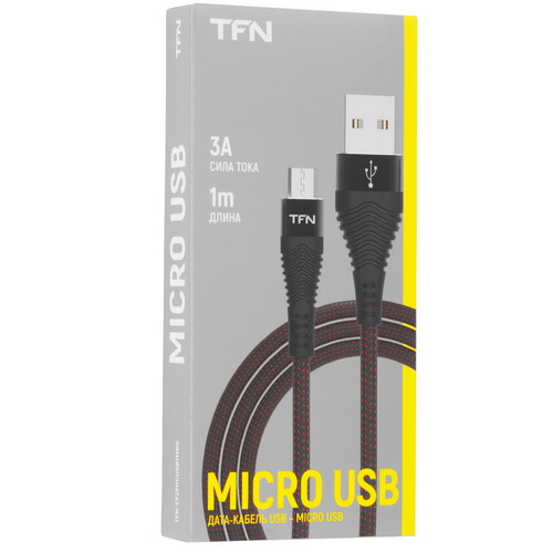 Купить Кабель круглый TFN micro USB - USB 2.0 Type-A черный 1 м  9246188. Характеристики, отзывы и цены в Донецке