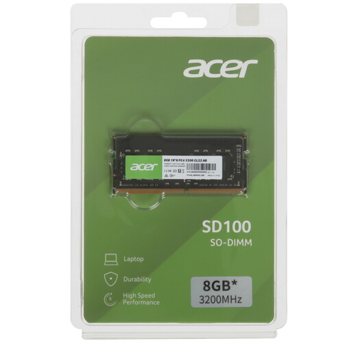 Купить Оперативная память SODIMM Acer SD100 [BL.9BWWA.206] 8 ГБ  5447170. Характеристики, отзывы и цены в Донецке