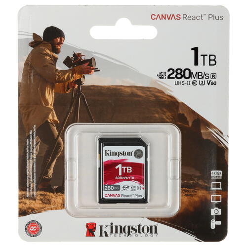 Купить Карта памяти Kingston Canvas React Plus V60 SDXC 1024 ГБ [SDR2V6/1TB]  5451674. Характеристики, отзывы и цены в Донецке