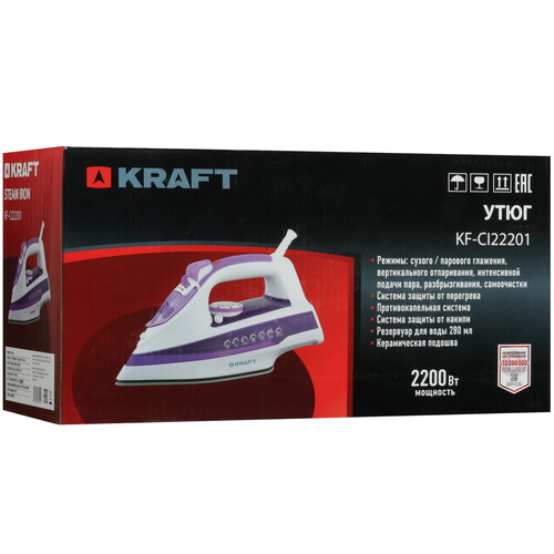 Купить Утюг KRAFT KF-CI22201 фиолетовый  9037557. Характеристики, отзывы и цены в Донецке