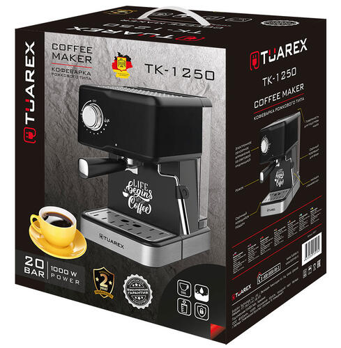 Купить Кофеварка рожковая Tuarex TK-1250 черный  9023377. Характеристики, отзывы и цены в Донецке