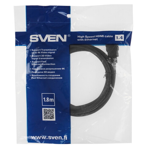Купить Кабель  SVEN HDMI - HDMI, 1.8 м  9058299. Характеристики, отзывы и цены в Донецке