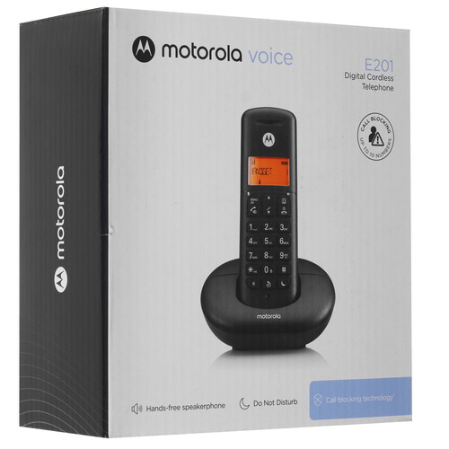 Купить Телефон беспроводной (DECT) Motorola DECT E201  9273596. Характеристики, отзывы и цены в Донецке