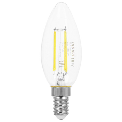 Купить Лампа филаментная Gauss Filament Elementary Свеча 10W 670lm 4100К Е14 LED 1/10/100  9109580. Характеристики, отзывы и цены в Донецке