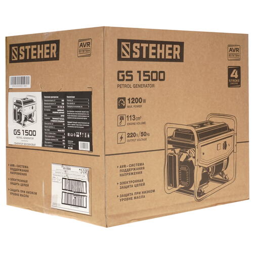Купить Электрогенератор   бензиновый STEHER GS-1500  5307659. Характеристики, отзывы и цены в Донецке