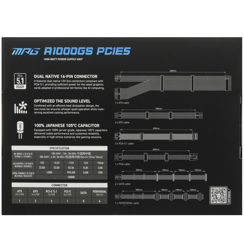 Купить Блок питания MSI MPG A1000GS PCIE5  черный  5621769. Характеристики, отзывы и цены в Донецке
