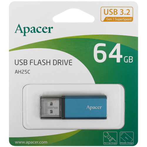 Купить Память USB Flash 64 ГБ Apacer AH25C [AP64GAH25CU-1]  5634537. Характеристики, отзывы и цены в Донецке