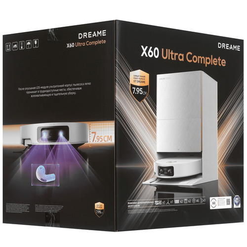 Купить Робот-пылесос Dreame X60 Ultra Complete белый  9341682. Характеристики, отзывы и цены в Донецке