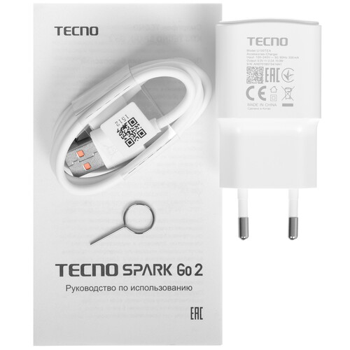 Купить 6.67" Смартфон Tecno SPARK GO 2 128 ГБ белый  5633268. Характеристики, отзывы и цены в Донецке