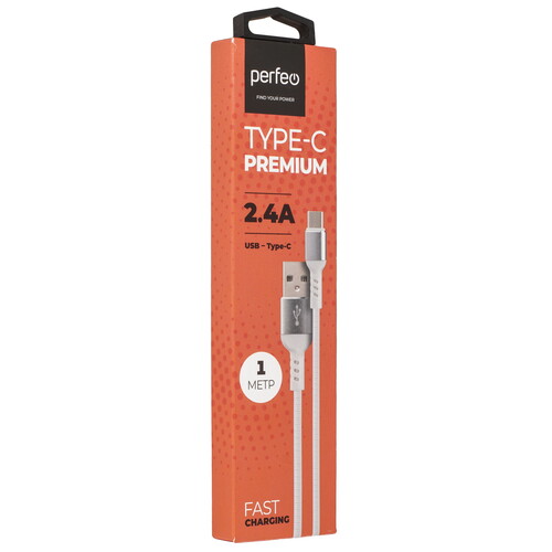 Купить Кабель круглый Perfeo USB Type-C - USB 2.0 Type-A белый 1 м  9173155. Характеристики, отзывы и цены в Донецке