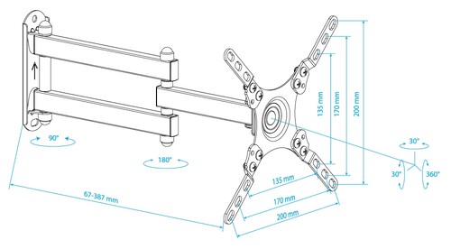 Купить Кронштейн для ТВ Kromax DIX-13 черный  9204113. Характеристики, отзывы и цены в Донецке