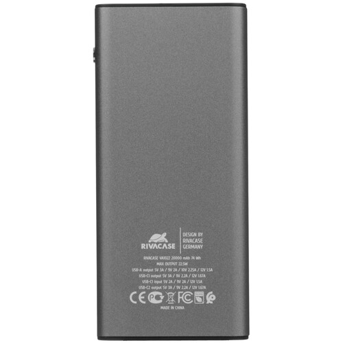 Купить Портативный аккумулятор RIVACASE VA1022 серый  9294450. Характеристики, отзывы и цены в Донецке