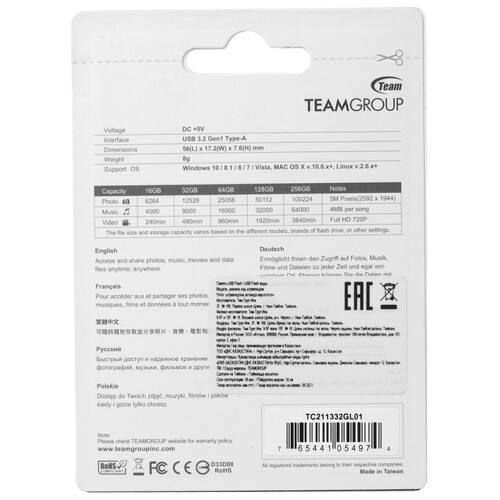 Купить Память USB Flash 32 ГБ Team Group C211 [TC211332GL01]  4851377. Характеристики, отзывы и цены в Донецке
