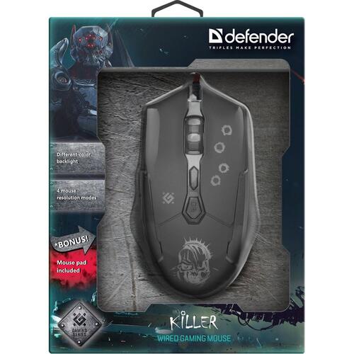 Купить Мышь+коврик проводная Defender Killer GM-170L  8106387. Характеристики, отзывы и цены в Донецке