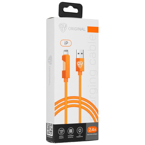 Купить Кабель круглый BY Lightning 8-pin - USB 2.0 Type-A оранжевый 1 м  5482104. Характеристики, отзывы и цены в Донецке