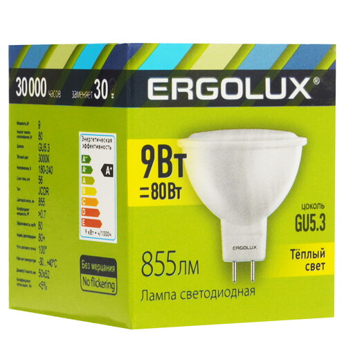 Купить Лампа светодиодная Ergolux LED-JCDR-9W-GU5.3-3K  5467594. Характеристики, отзывы и цены в Донецке