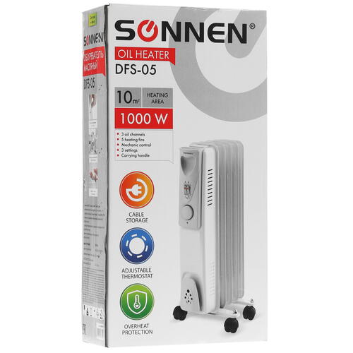 Купить Масляный обогреватель SONNEN DFS-05 белый  8167990. Характеристики, отзывы и цены в Донецке