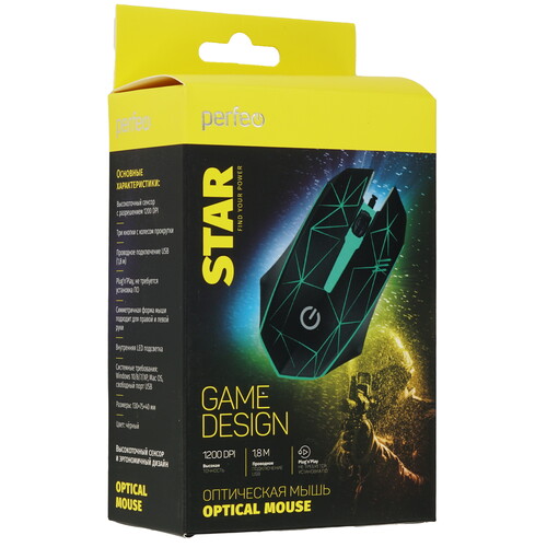 Купить Мышь проводная Perfeo STAR  9225554. Характеристики, отзывы и цены в Донецке