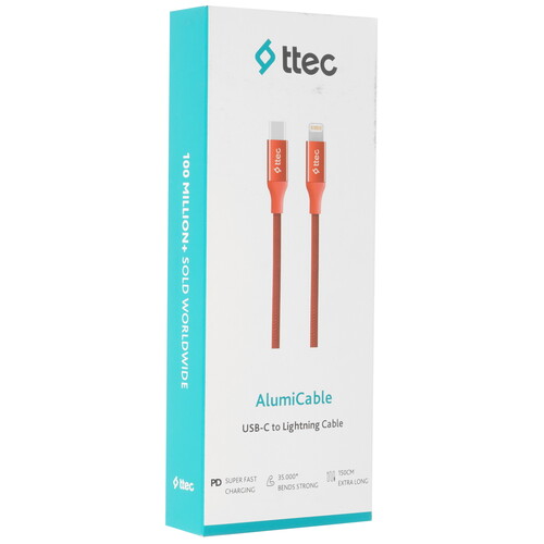 Купить Кабель круглый TTEC Lightning 8-pin - USB Type-C красный 1.5 м  9202629. Характеристики, отзывы и цены в Донецке