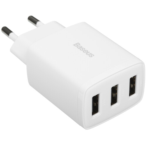 Купить Сетевое зарядное устройство Baseus Compact 3U белый  5495782. Характеристики, отзывы и цены в Донецке