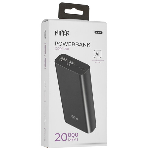 Купить Портативный аккумулятор HIPER CORE 3XL черный  9242631. Характеристики, отзывы и цены в Донецке