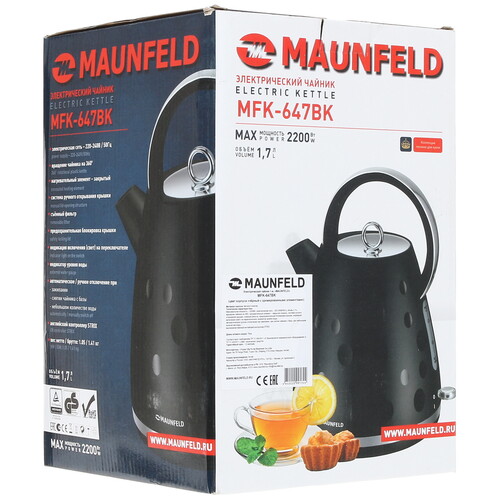 Купить Электрочайник MAUNFELD MFK-647BK черный  1170392. Характеристики, отзывы и цены в Донецке