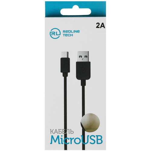 Купить Кабель круглый Red Line micro USB - USB 2.0 Type-A черный 1 м  5010690. Характеристики, отзывы и цены в Донецке