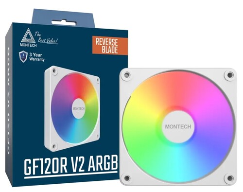 Купить Реверсный вентилятор Montech GF120R V2 ARGB  белый  5633038. Характеристики, отзывы и цены в Донецке