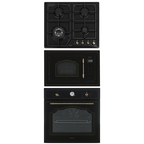 Купить Комплект духовой шкаф+СВЧ+варочная панель DEXP Rustic, черный  5941525. Характеристики, отзывы и цены в Донецке