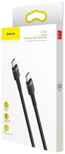 Купить Кабель круглый Baseus USB Type-C - USB Type-C черный 1 м  9167115. Характеристики, отзывы и цены в Донецке