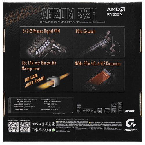 Купить Материнская плата GIGABYTE A620M S2H  5429552. Характеристики, отзывы и цены в Донецке